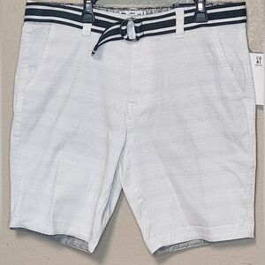 Company 81 Men's Gray W/White Striped Belted Roll-up Cuff Shorts Size 32